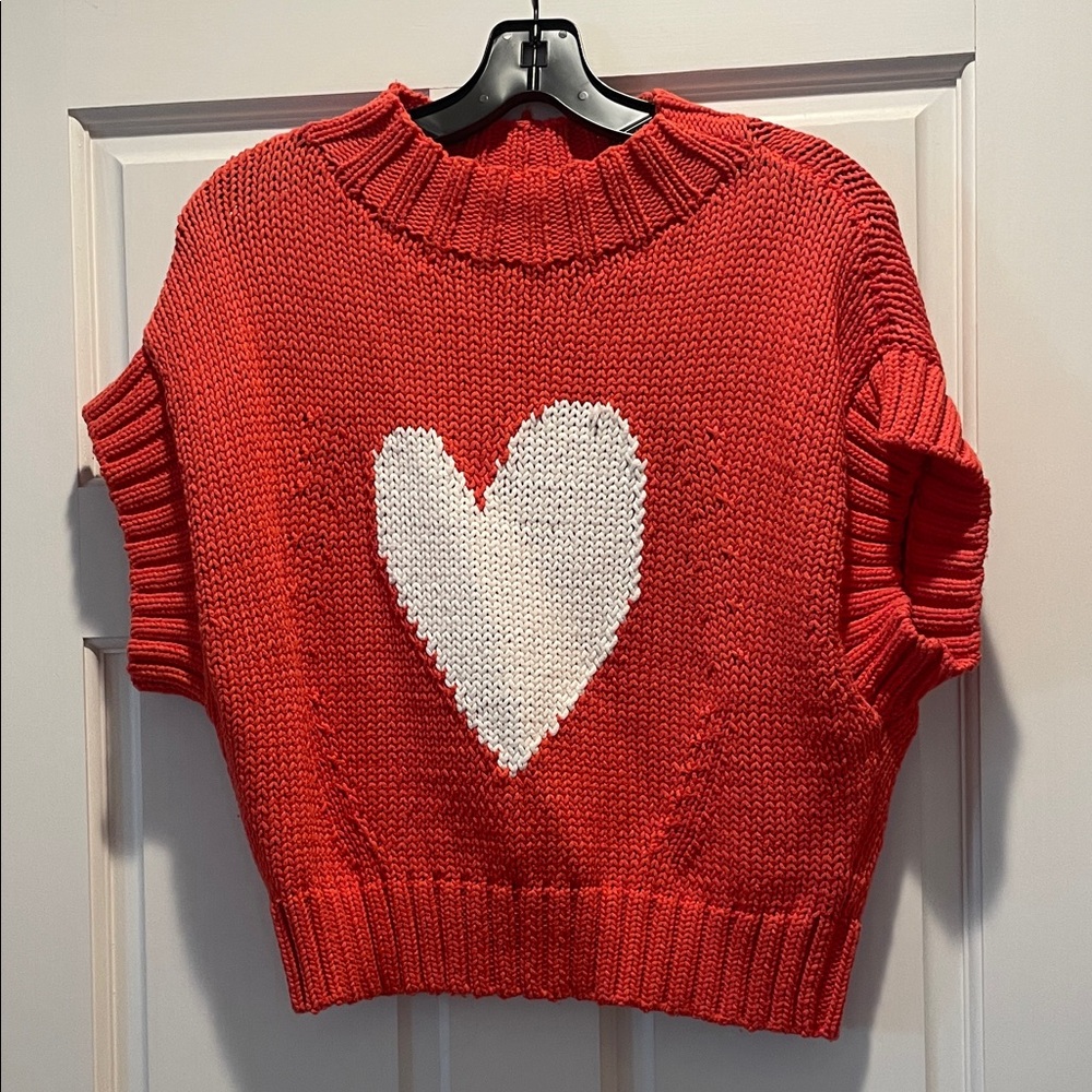 Maeve Red Turtleneck Sweater with White Heart